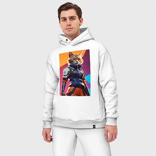 Мужской костюм оверсайз Ультразверьки кошка / Белый – фото 3