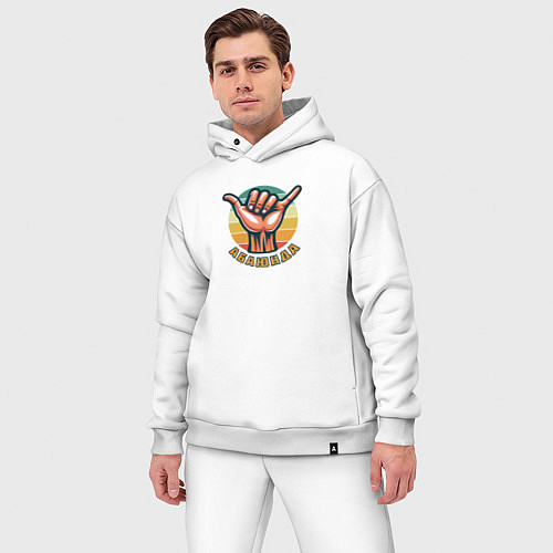 Мужской костюм оверсайз Приветственный жест Шака или Джамбо абаюнда / Белый – фото 3