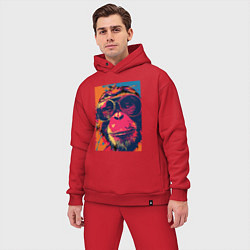 Мужской костюм оверсайз Обезьяна в очках big pop art, цвет: красный — фото 2