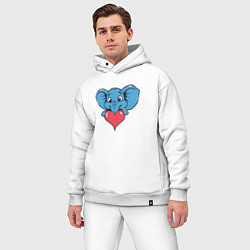 Мужской костюм оверсайз Слон и сердце, цвет: белый — фото 2