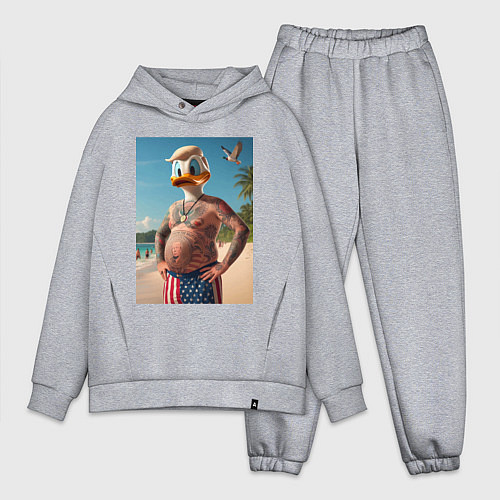Мужской костюм оверсайз Donald Duck-Trump on a Florida beach / Меланж – фото 1