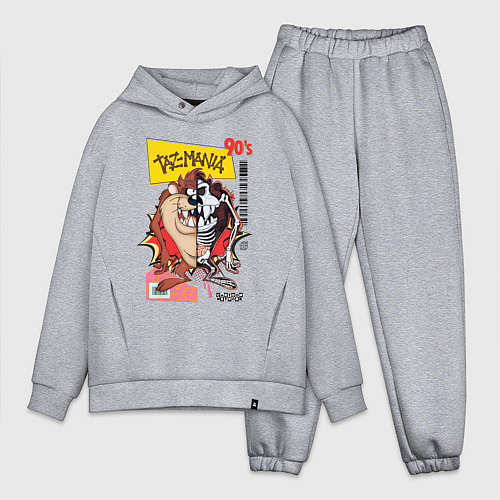 Мужской костюм оверсайз Taz mania - тасманский дьявол / Меланж – фото 1