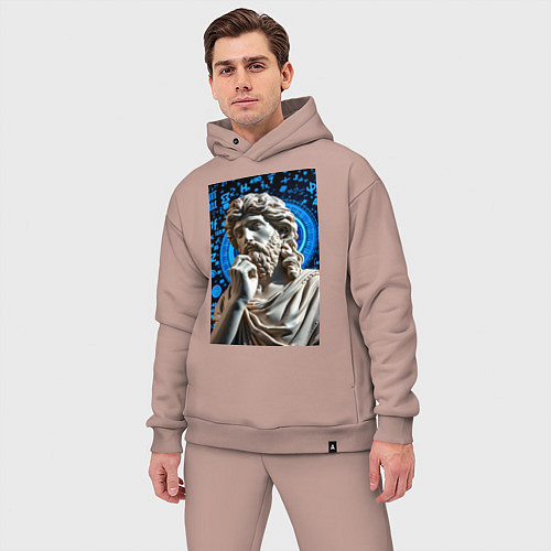 Мужской костюм оверсайз Античность и математика / Пыльно-розовый – фото 3