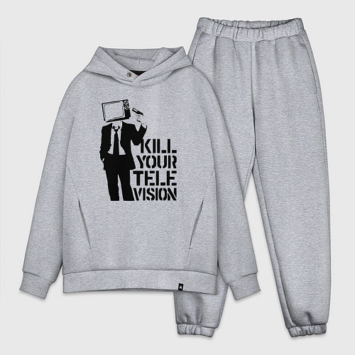 Мужской костюм оверсайз Убей свой телевизор / Меланж – фото 1