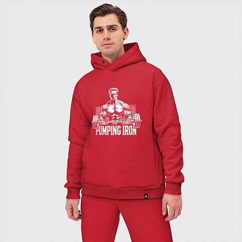 Мужской костюм оверсайз Арнольд - качай железо / Красный – фото 3