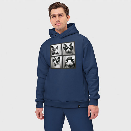 Мужской костюм оверсайз Кролик в фотобудке / Тёмно-синий – фото 3