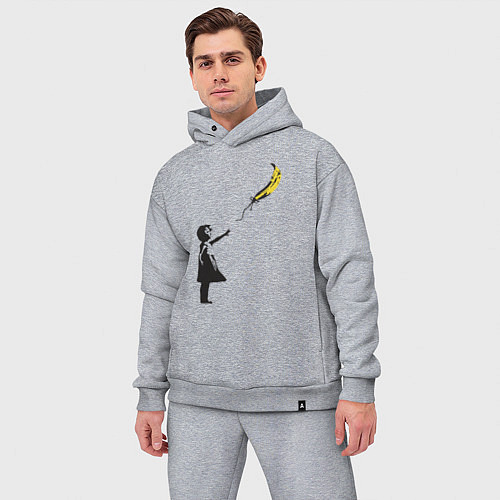 Мужской костюм оверсайз Девочка и банан / Меланж – фото 3