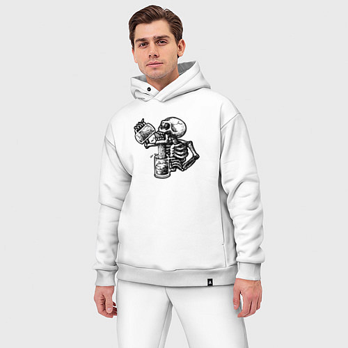 Мужской костюм оверсайз Пивной скелетик / Белый – фото 3