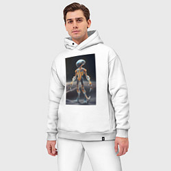 Мужской костюм оверсайз Полупрозрачный инопланетянин, цвет: белый — фото 2