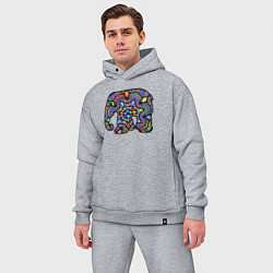 Мужской костюм оверсайз Цветной слоник, цвет: меланж — фото 2