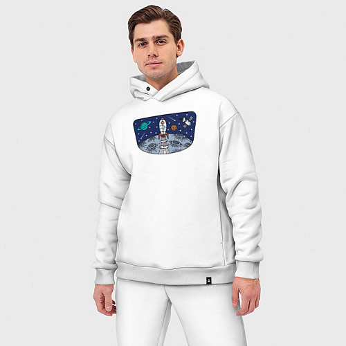 Мужской костюм оверсайз Space travel / Белый – фото 3