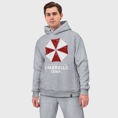 Мужской костюм оверсайз Umbrella corporation logo / Меланж – фото 3