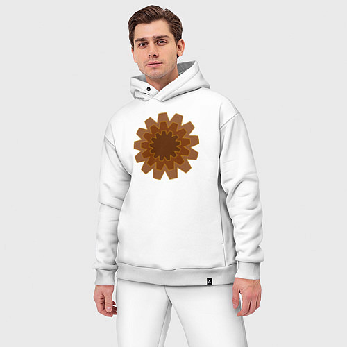 Мужской костюм оверсайз Коричневые шестерёнки / Белый – фото 3