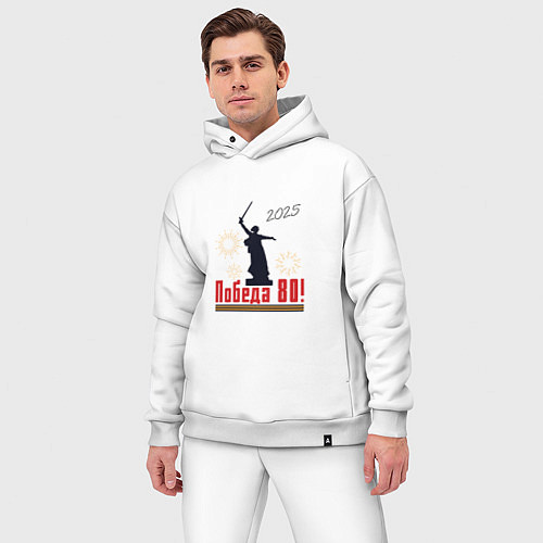 Мужской костюм оверсайз 2025 Победа 80 / Белый – фото 3