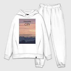 Мужской костюм оверсайз Favorite city с городским пейзажем, цвет: белый