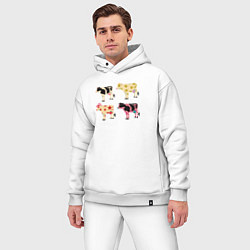 Мужской костюм оверсайз Милые коровы поп-арт, цвет: белый — фото 2