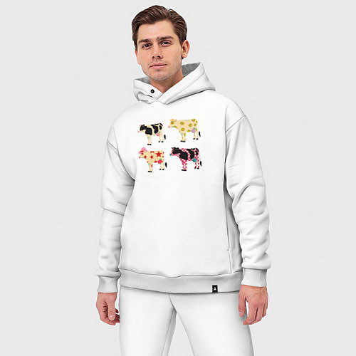 Мужской костюм оверсайз Милые коровы поп-арт / Белый – фото 3