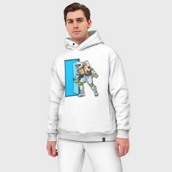 Мужской костюм оверсайз Астронавт открывает дверь в неизведанное, цвет: белый — фото 2