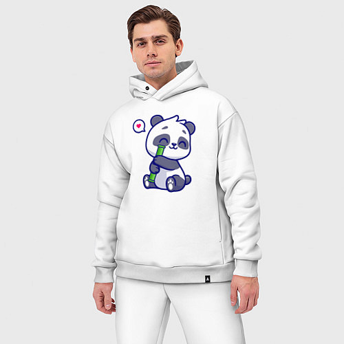 Мужской костюм оверсайз Lovely panda / Белый – фото 3
