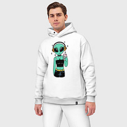 Мужской костюм оверсайз Девочка инопланетянин с телефоном, цвет: белый — фото 2