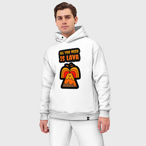 Мужской костюм оверсайз Всё что тебе нужно это лава / Белый – фото 3