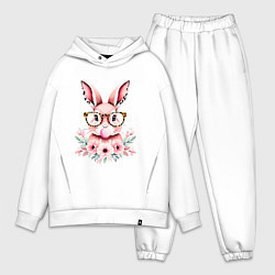Мужской костюм оверсайз Розовая зайка с бубльгумом, цвет: белый