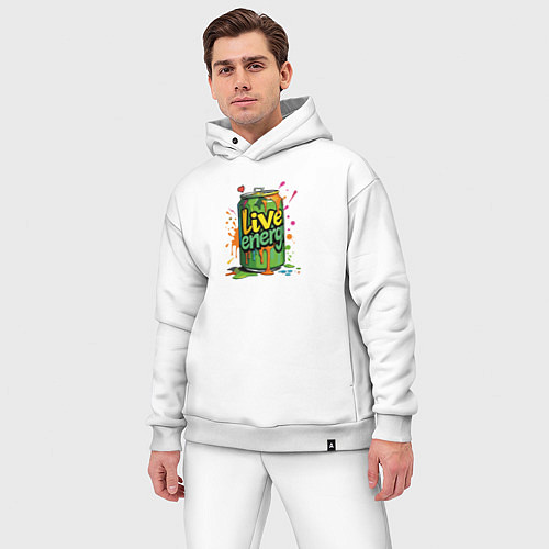 Мужской костюм оверсайз Напиток с живительной энергией / Белый – фото 3