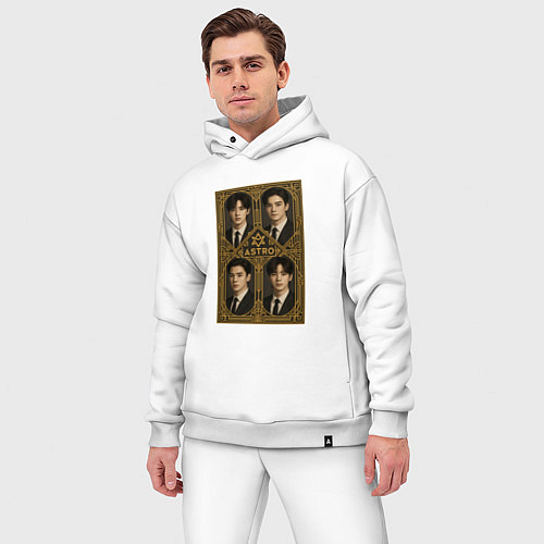 Мужской костюм оверсайз Astro золотая рамка / Белый – фото 3