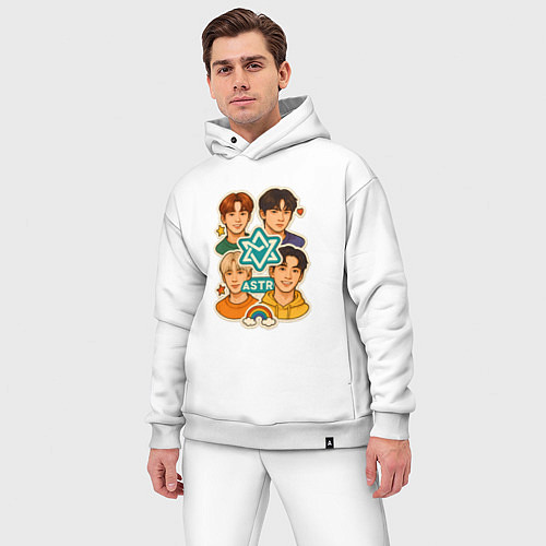 Мужской костюм оверсайз Astro в виде стикеров / Белый – фото 3