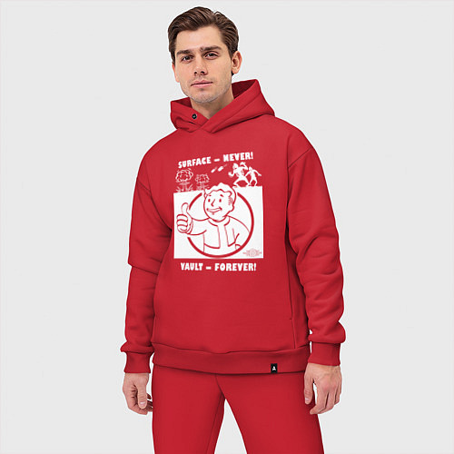 Мужской костюм оверсайз Поверхность никогда - убежище навсегда / Красный – фото 3