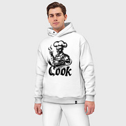 Мужской костюм оверсайз Повар готовит блюдо, цвет: белый — фото 2