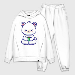 Мужской костюм оверсайз Мишка на кофейном релаксе, цвет: белый