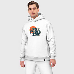 Мужской костюм оверсайз Годзилла и восходящее солнце, цвет: белый — фото 2