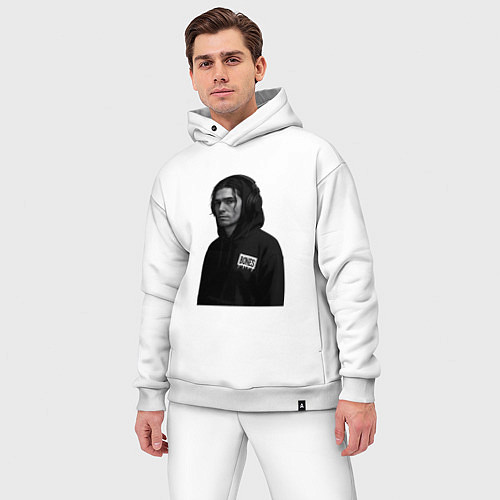 Мужской костюм оверсайз Bones в капюшоне с наушниками / Белый – фото 3