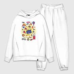 Мужской костюм оверсайз Летние путешествия, цвет: белый