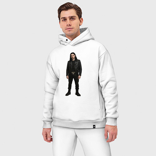 Мужской костюм оверсайз Bones во весь рост / Белый – фото 3