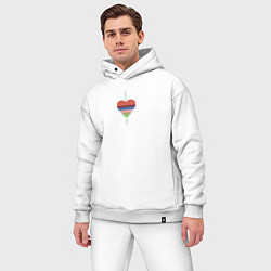 Мужской костюм оверсайз Весеннее полосатое сердце, цвет: белый — фото 2