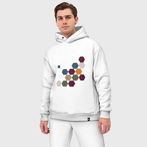 Мужской костюм оверсайз Cоты в цветах осеннего урожая / Белый – фото 3