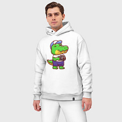 Мужской костюм оверсайз Крокодил с фотиком, цвет: белый — фото 2