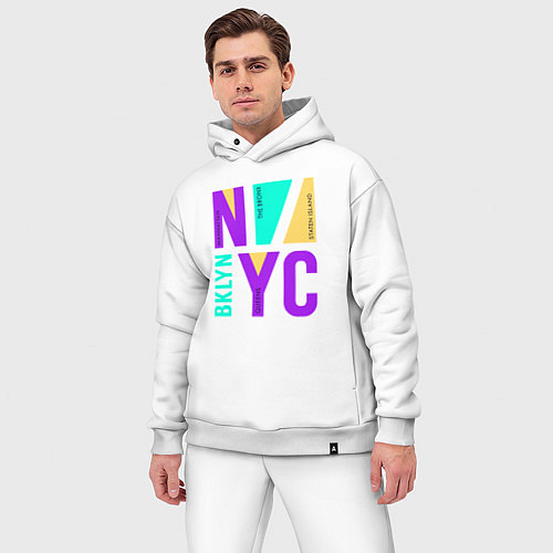 Мужской костюм оверсайз Районы в городе Нью-Йорк / Белый – фото 3