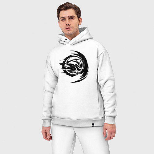 Мужской костюм оверсайз Волейбольный мяч вихревой удар / Белый – фото 3