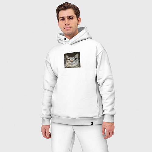 Мужской костюм оверсайз Cat meme / Белый – фото 3
