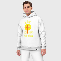 Мужской костюм оверсайз Бог освещает наш мир, цвет: белый — фото 2