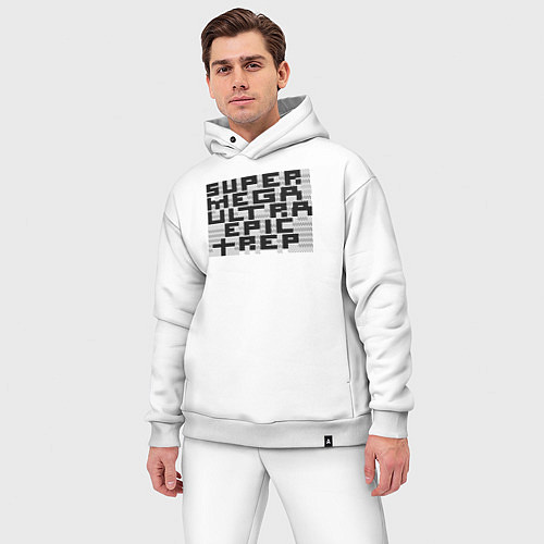 Мужской костюм оверсайз Пиксельный Super Mega Ultra Epic Rep - ASCII арт, / Белый – фото 3