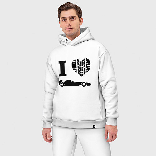 Мужской костюм оверсайз Формула 1 / Белый – фото 3