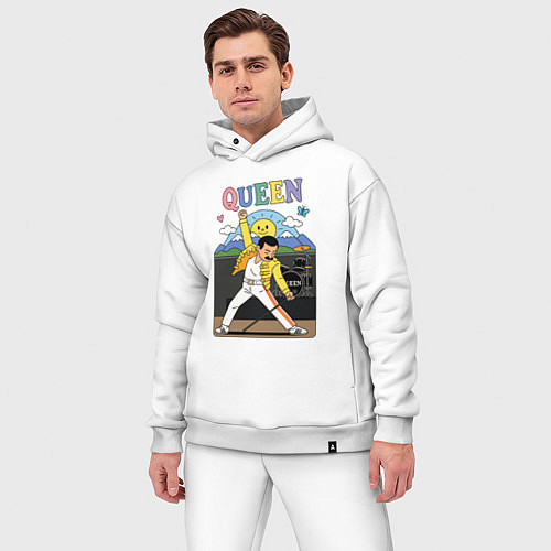 Мужской костюм оверсайз Queen мультяшный стиль / Белый – фото 3