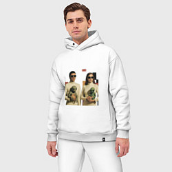 Мужской костюм оверсайз Мужчина и девушка держат инопланетян поп-арт ретро, цвет: белый — фото 2