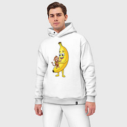Мужской костюм оверсайз Банан с обезьянкой, цвет: белый — фото 2