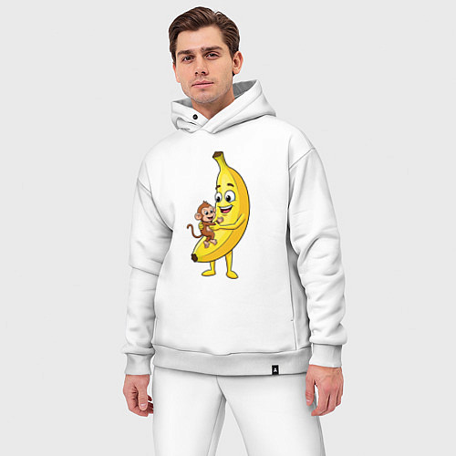 Мужской костюм оверсайз Банан с обезьянкой / Белый – фото 3