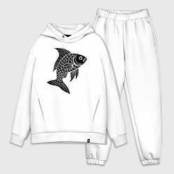 Мужской костюм оверсайз Чешуйчатая рыба, цвет: белый